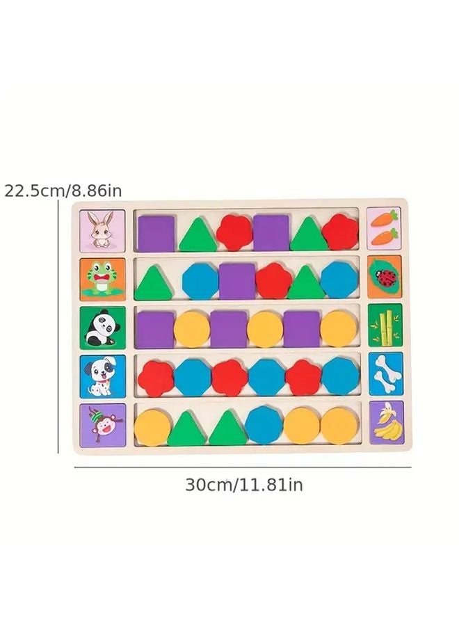 Wooden Pattern Puzzle Toy Geometric Shape Color Logic Matching Board Educational Toy For Kids - Image 4